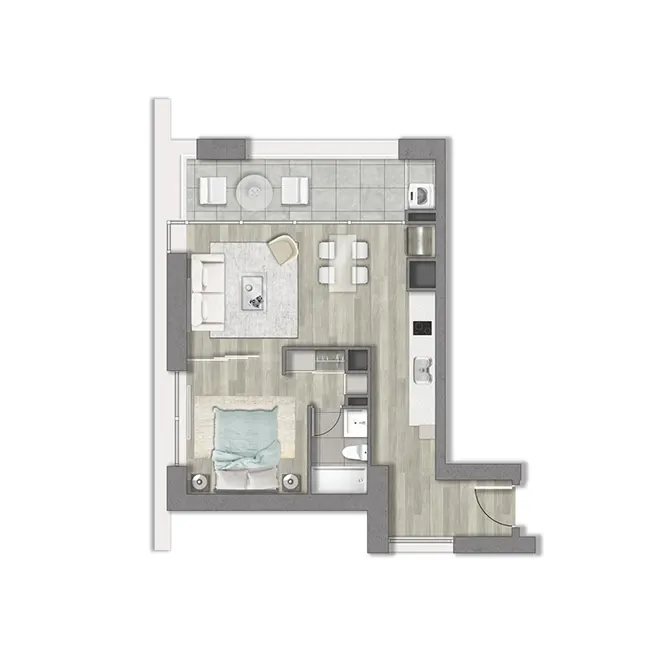 Venta de departamento nuevo 1 dormitorio 1 baño en Reñaca, Viña del Mar de Makroplaza - Planta