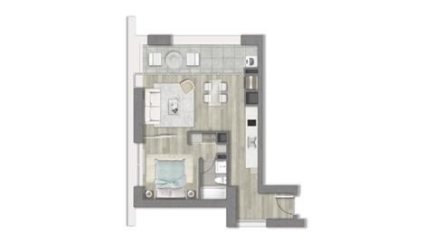 Planta tipo B 1D+1B - Makroplaza