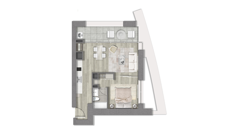 Planta tipo B1 1D+1B - Makroplaza