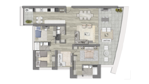 Planta tipo D 3D+3B - Makroplaza