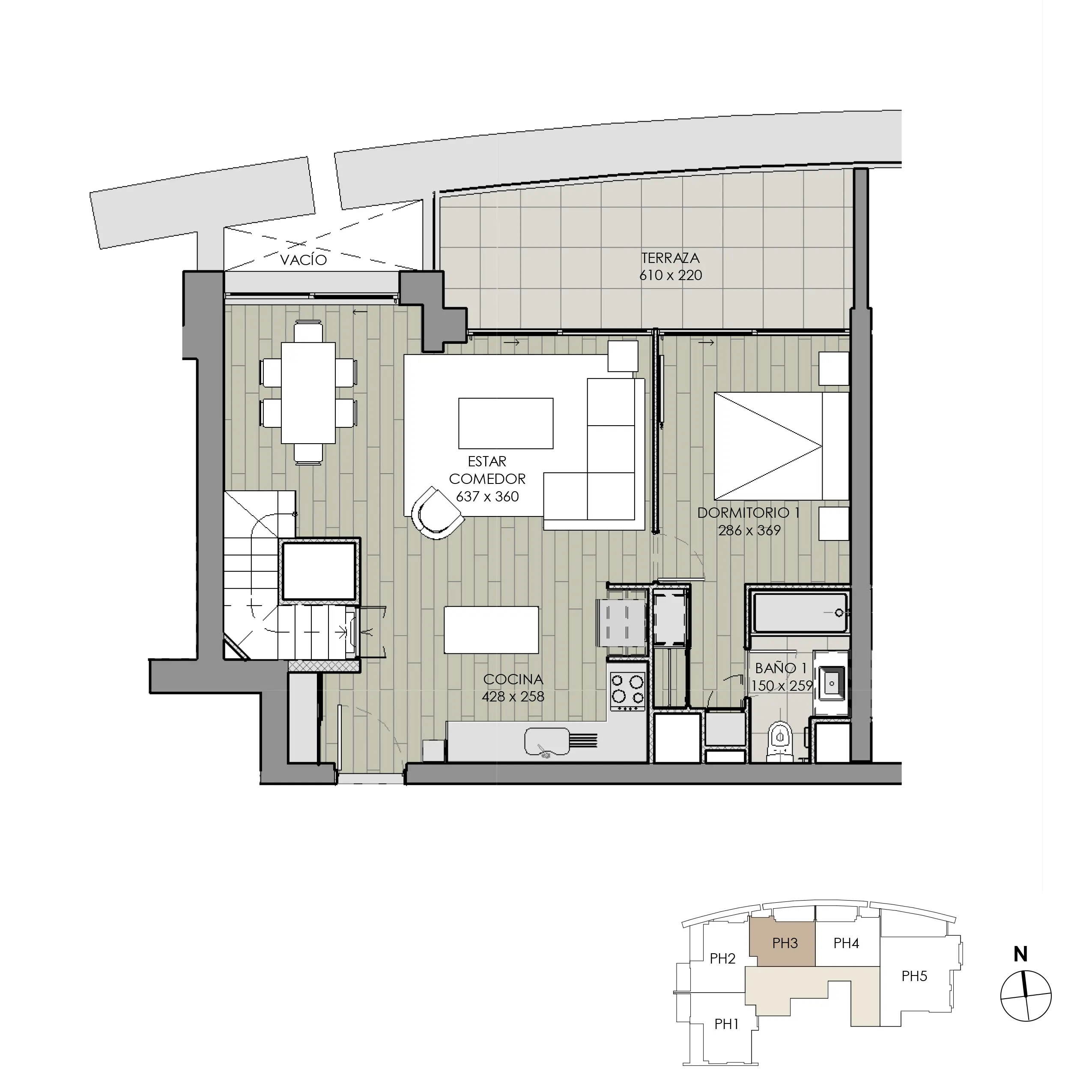 Penthouse nuevo en Reñaca, Viña del Mar con vista al mar disponible en venta de Makroplaza - Planta Piso 1