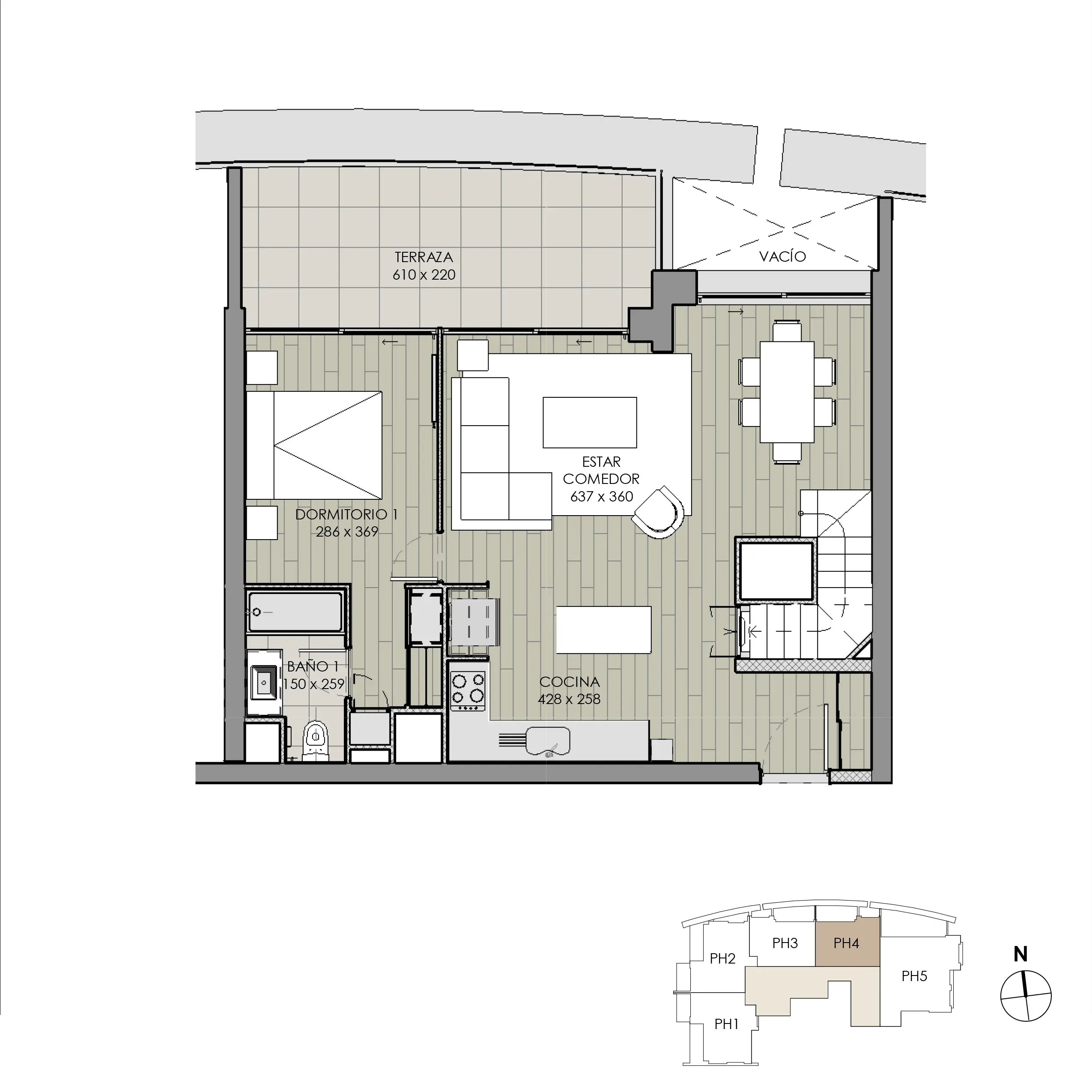 Penthouse nuevo en Reñaca, Viña del Mar con vista al mar disponible en venta de Makroplaza - Planta Piso 1