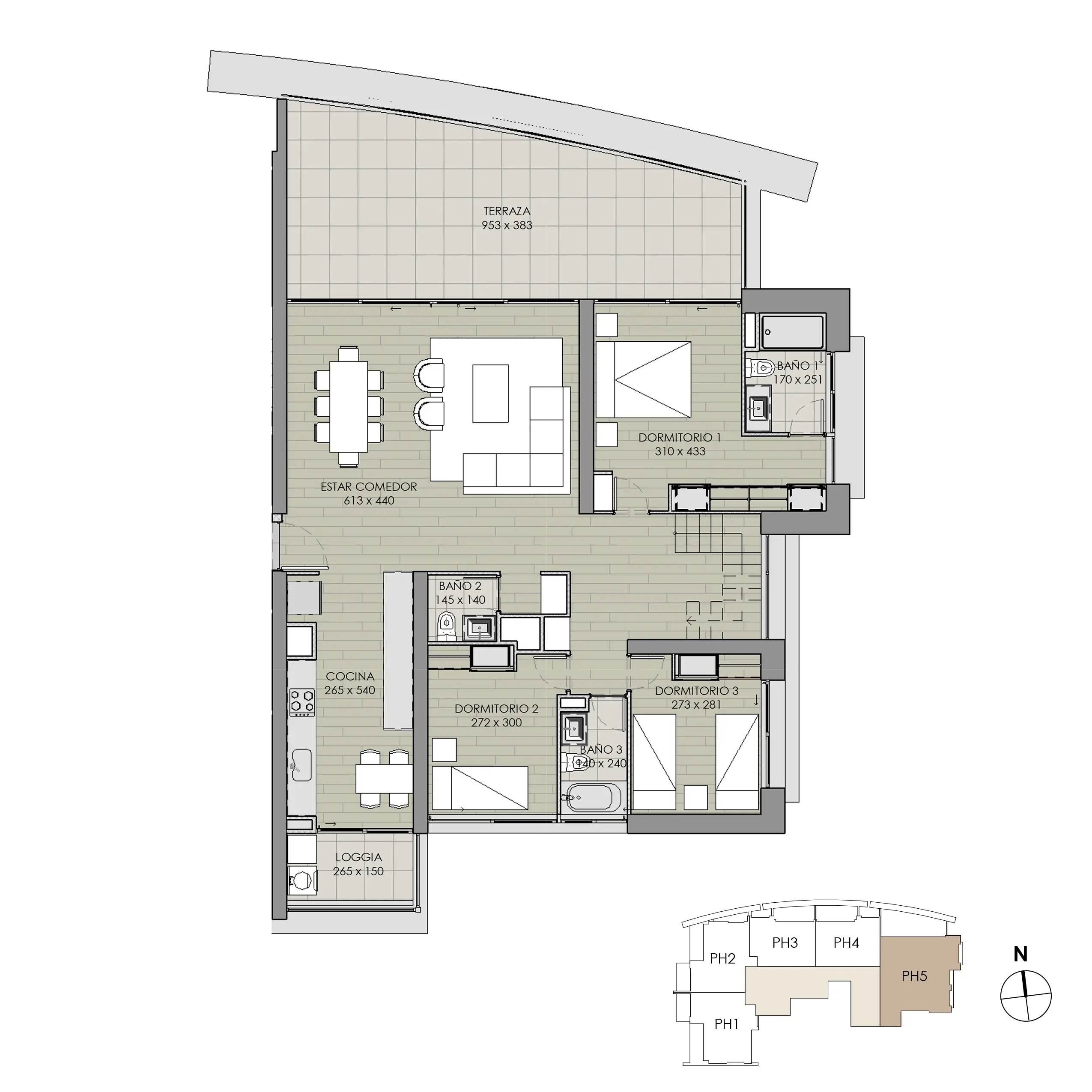 Penthouse nuevo en Reñaca, Viña del Mar con vista al mar disponible en venta de Makroplaza - Planta Piso 1